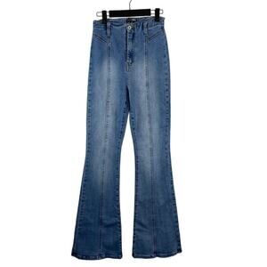 Fashion Nova High Rise Western Medium Wash Denim Flare Bootcut Jeans Size 7/28